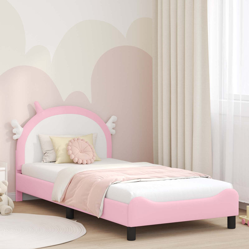 Cadru de pat pentru copii cu spătar Roz 90 x 190 cm PU