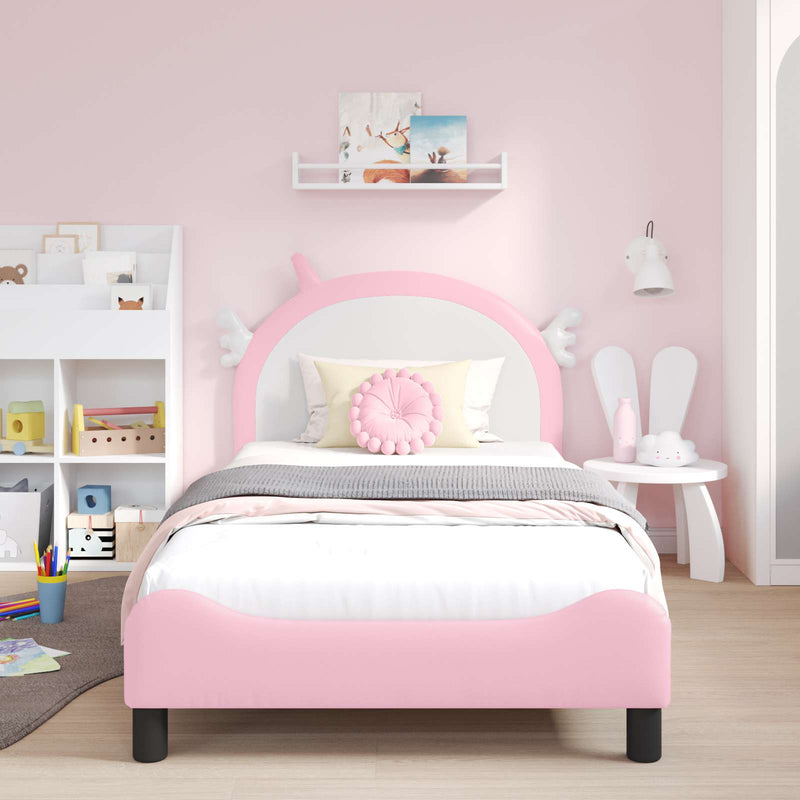 Cadru de pat pentru copii cu spătar Roz 90 x 190 cm PU