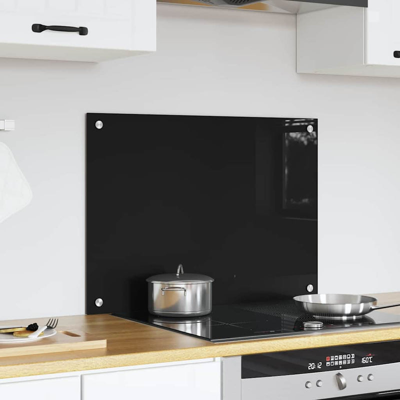 Panou de bucătărie Negru 70 x 50 cm sticlă securizată