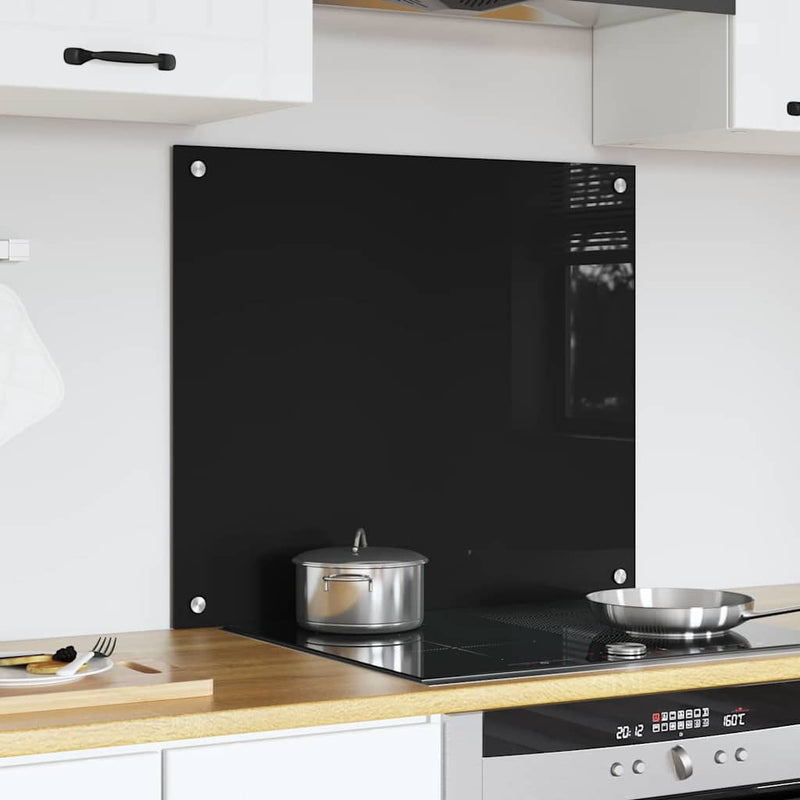 Panou de bucătărie Negru 70 x 60 cm sticlă securizată