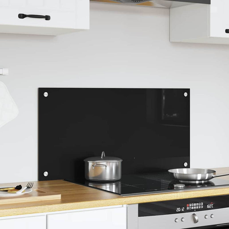 Panou de bucătărie Negru 80 x 40 cm sticlă securizată