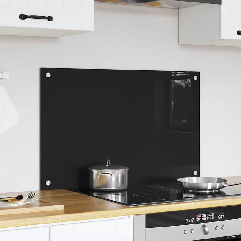 Panou de bucătărie Negru 80 x 50 cm sticlă securizată