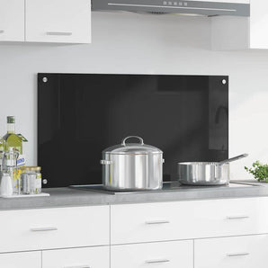 Panou de bucătărie Negru 100 x 50 cm sticlă securizată