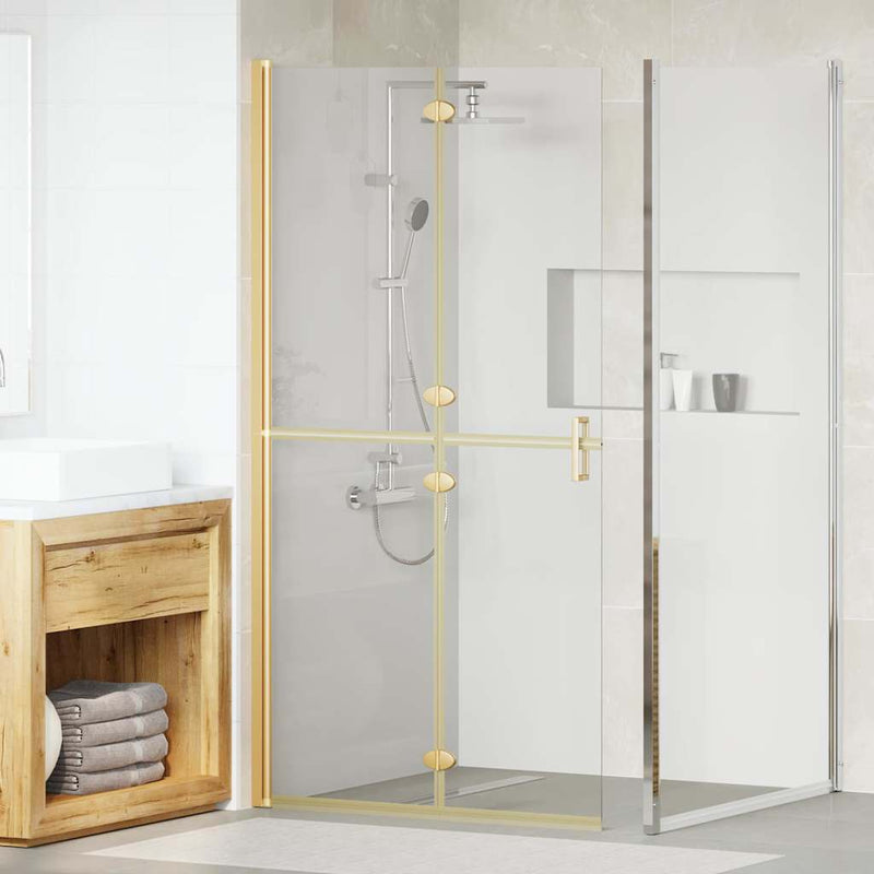 Perete de duș Walk-In Auriu 100 x 6,5 x 190 cm