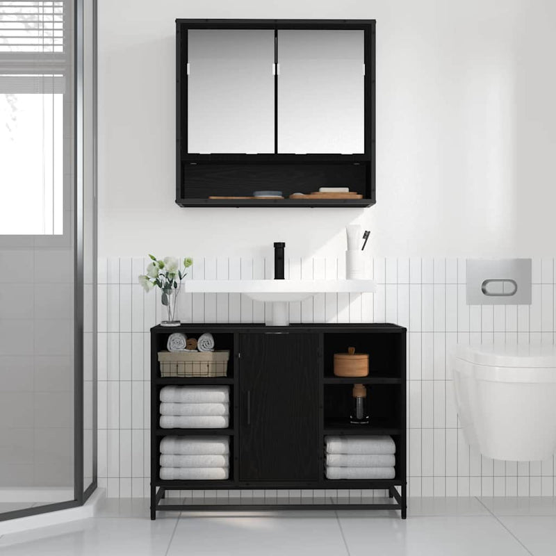Raft de perete Stejar Negru 65 x 20 x 60 cm