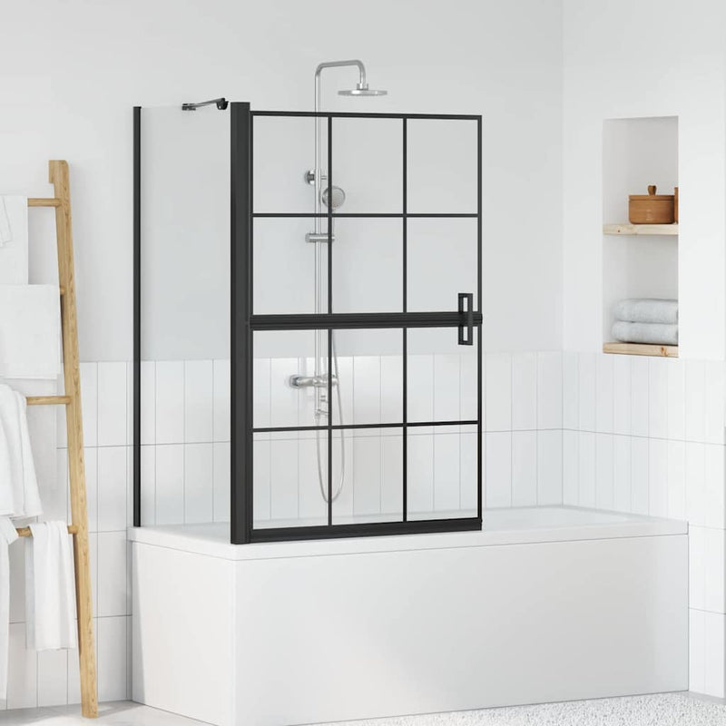 Ecran de baie pentru duș Negru și transparent 80 x 68 x 128 cm