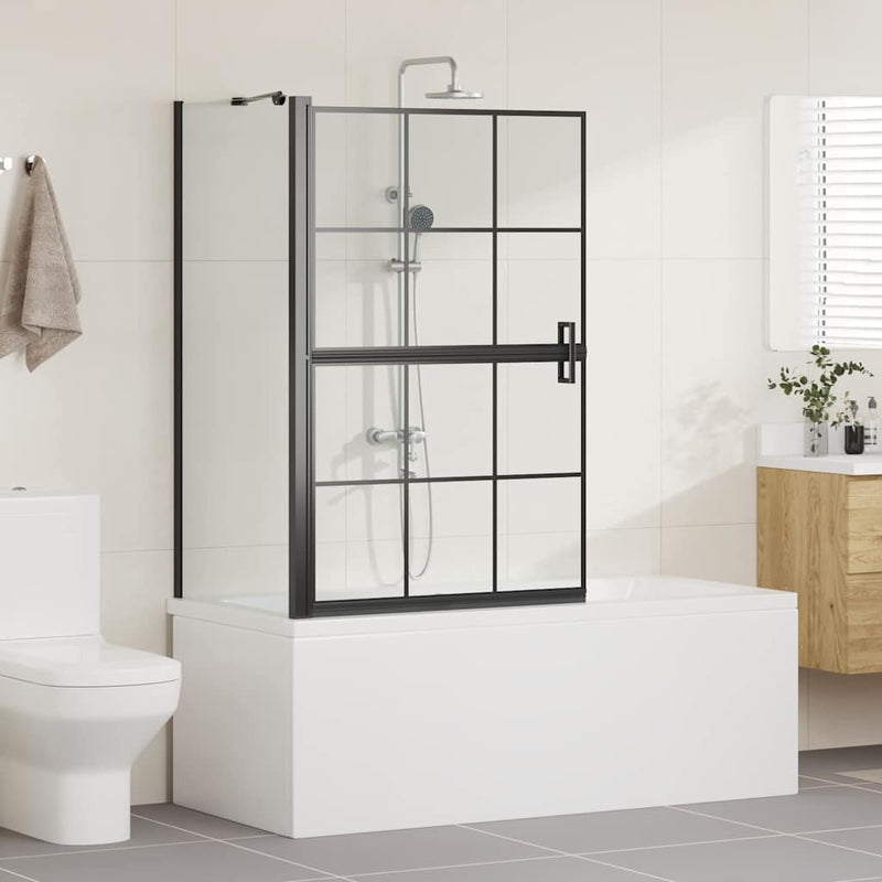 Ecran de baie pentru duș Negru și transparent 80 x 68 x 128 cm