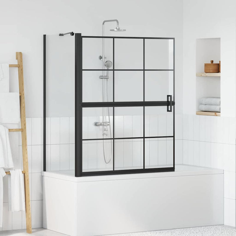 Ecran de baie pentru duș Negru și transparent 100 x 68 x 128 cm