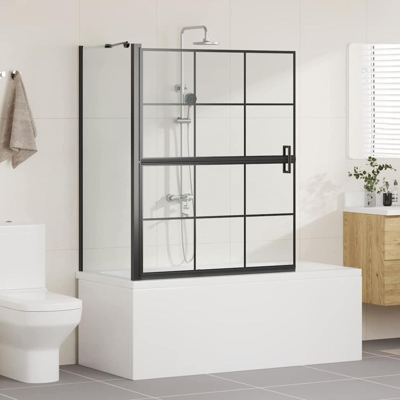Ecran de baie pentru duș Negru și transparent 100 x 68 x 128 cm