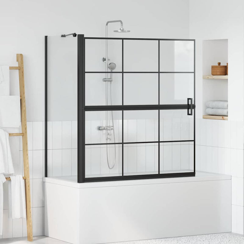 Ecran de baie pentru duș Negru și transparent 116 x 68 x 128 cm
