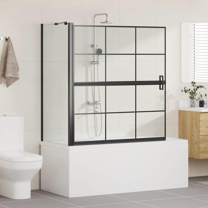 Ecran de baie pentru duș Negru și transparent 116 x 68 x 128 cm