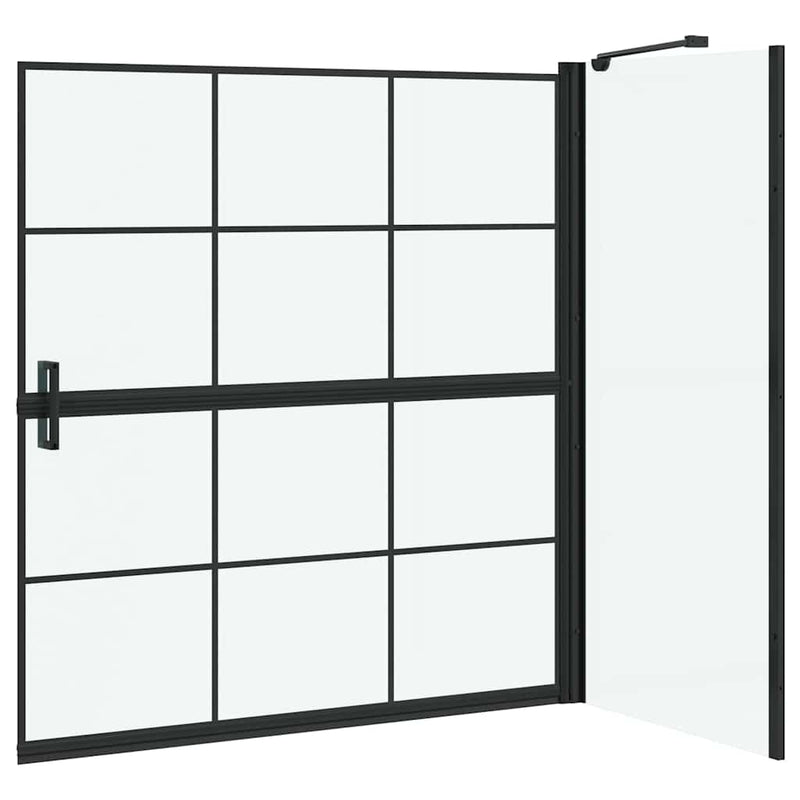Ecran de baie pentru duș Negru și transparent 116 x 68 x 128 cm