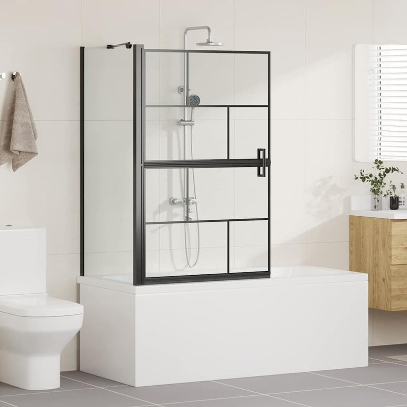 Ecran de baie pentru duș Negru și transparent 80 x 68 x 128 cm