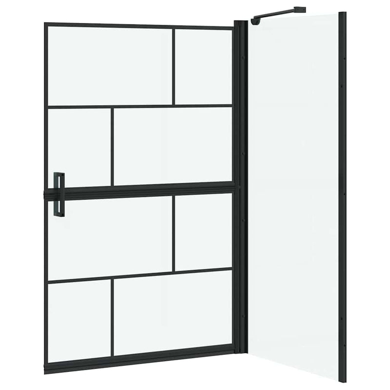 Ecran de baie pentru duș Negru și transparent 80 x 68 x 128 cm