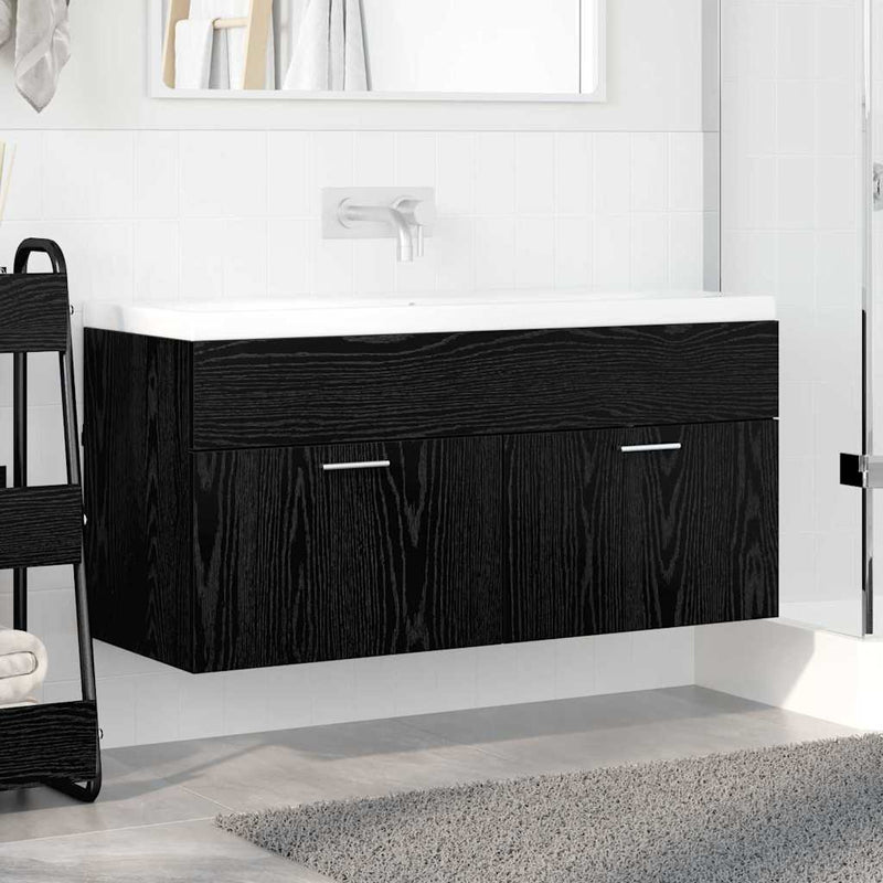 Dulap de chiuvetă Stejar Negru Lemn prelucrat