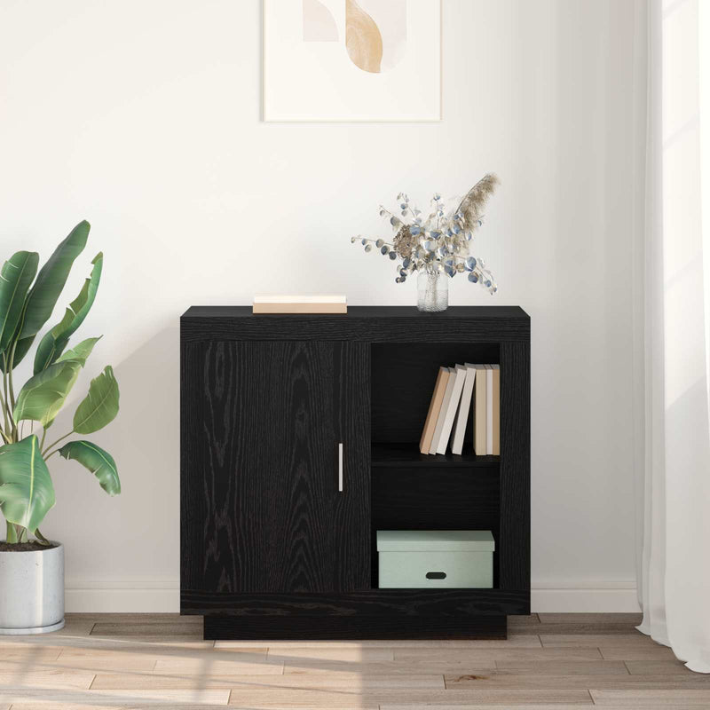 Bufet Stejar Negru 80 x 40 x 75 cm Lemn prelucrat