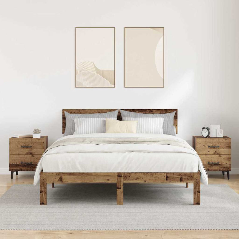 Dulap de pat 2 buc. Lemn vechi 40 x 35 x 47,5 cm Lemn prelucrat