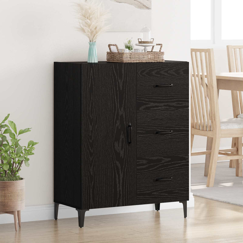 Bufet Stejar Negru 69,5 x 34 x 90 cm Lemn prelucrat