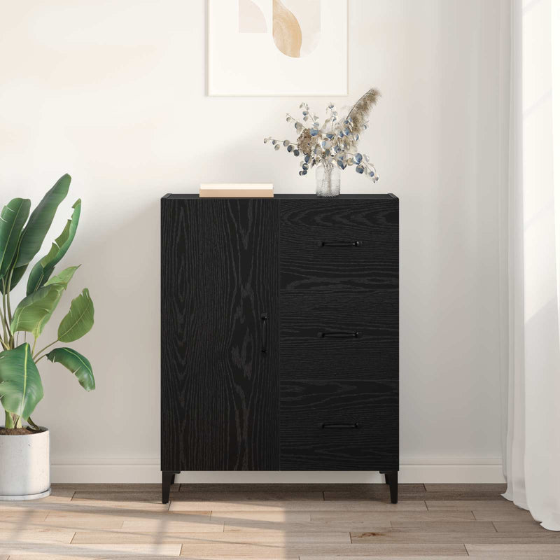 Bufet Stejar Negru 69,5 x 34 x 90 cm Lemn prelucrat