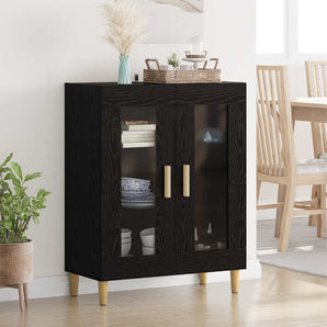 Bufet Stejar Negru 69,5 x 34 x 90 cm Lemn prelucrat