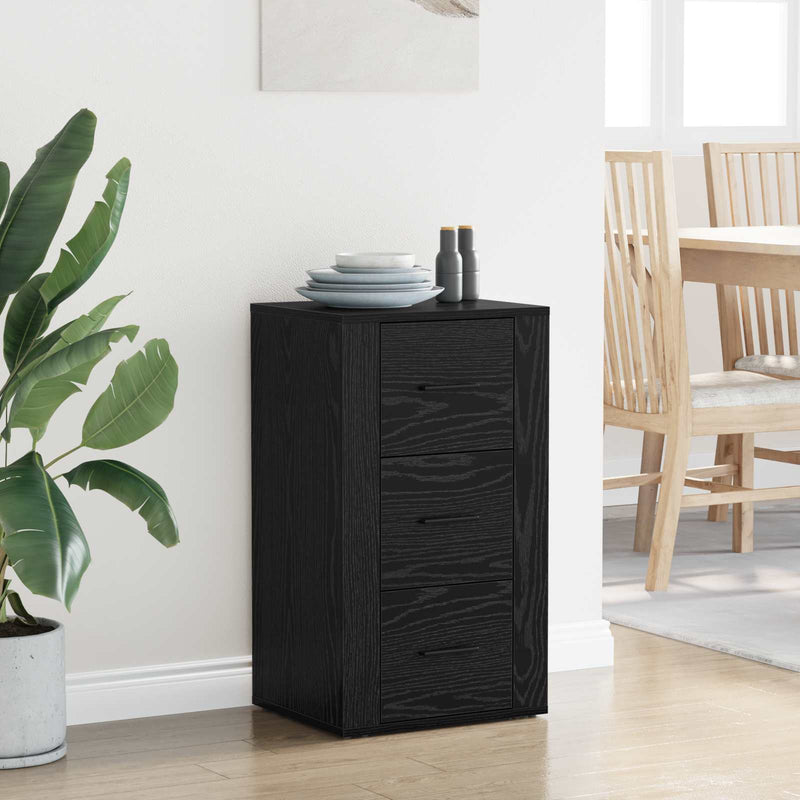 Bufet Stejar Negru 40 x 33 x 70 cm Lemn prelucrat