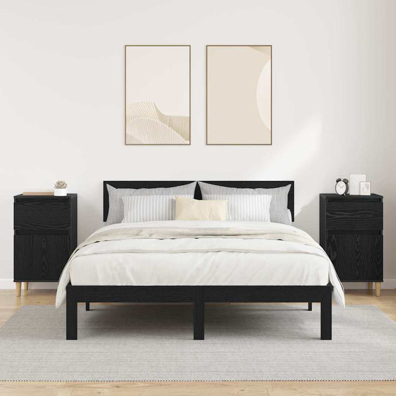 Dulap de noapte 2 buc. Stejar Negru 40 x 35 x 70 cm