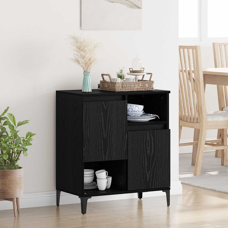 Bufet Stejar Negru 60 x 35 x 70 cm Lemn prelucrat