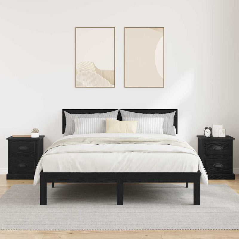 Dulap de noapte 2 buc. Stejar Negru 39 x 39 x 47.5 cm