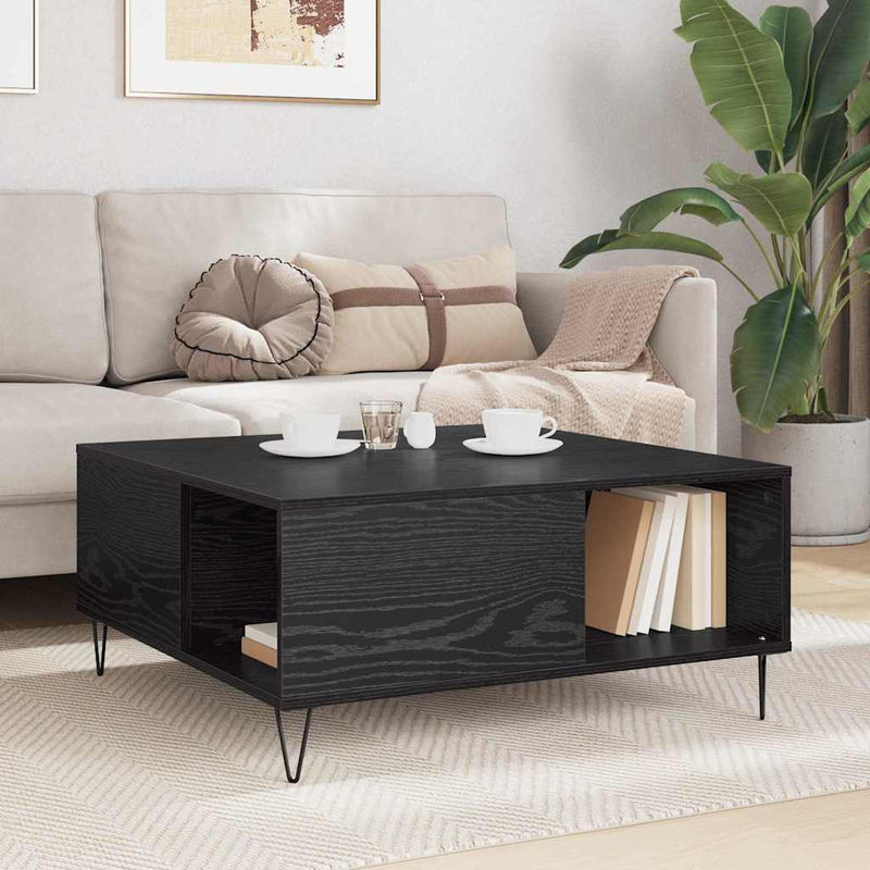 Masă de cafea Stejar Negru 80 x 80 x 36,5 cm Lemn prelucrat
