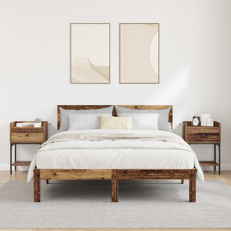 Noptieră 2 buc. Lemn vechi 40 x 29 x 60 cm Lemn prelucrat