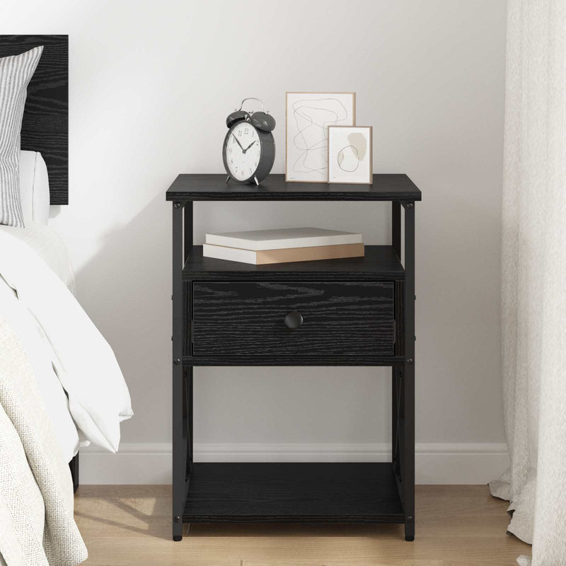 Dulap de noapte Stejar Negru 40 x 42 x 55 cm Lemn prelucrat