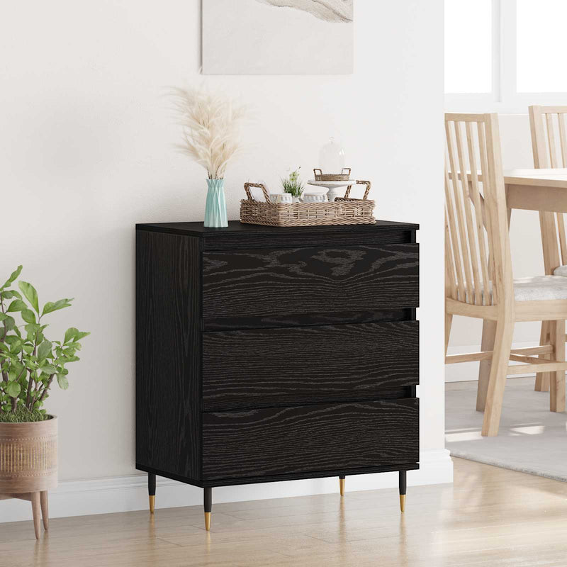 Bufet Stejar Negru 60 x 35 x 70 cm Lemn prelucrat