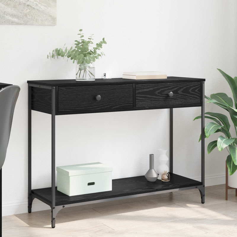 Masă de consolă Stejar Negru 100 x 34,5 x 75 cm Lemn prelucrat