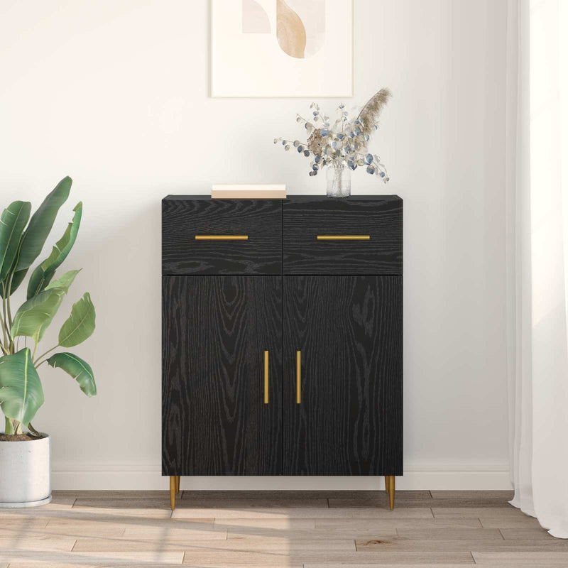 Bufet Stejar Negru 69,5 x 34 x 90 cm Lemn prelucrat