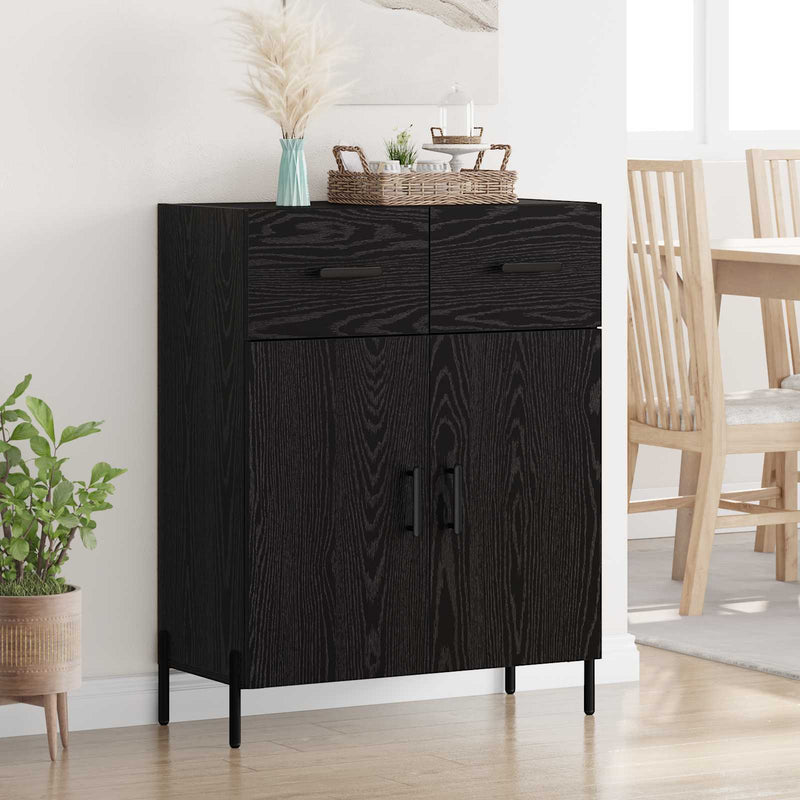 Bufet Stejar Negru 69,5 x 34 x 90 cm Lemn prelucrat
