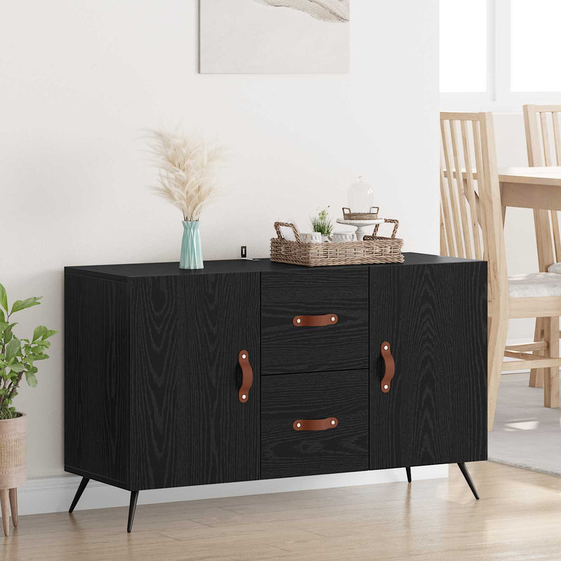 Bufet Stejar Negru 100 x 36 x 60 cm Lemn prelucrat