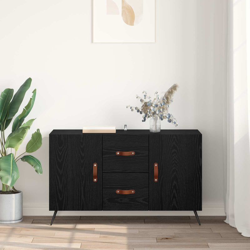 Bufet Stejar Negru 100 x 36 x 60 cm Lemn prelucrat