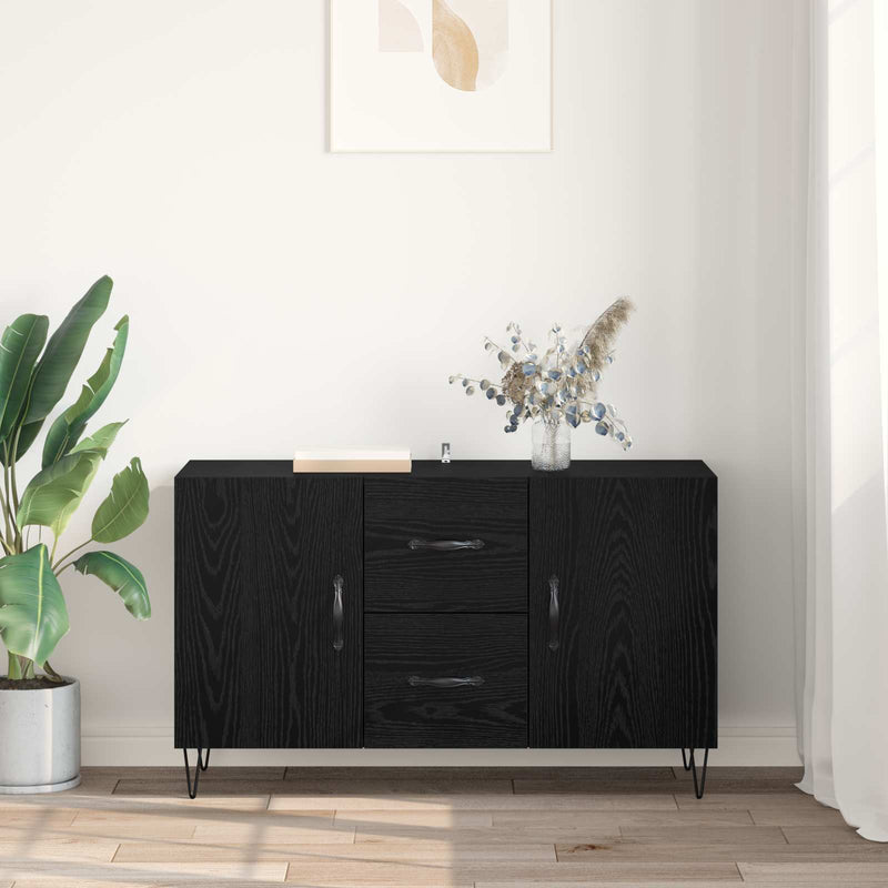 Bufet Stejar Negru 100 x 36 x 60 cm Lemn prelucrat