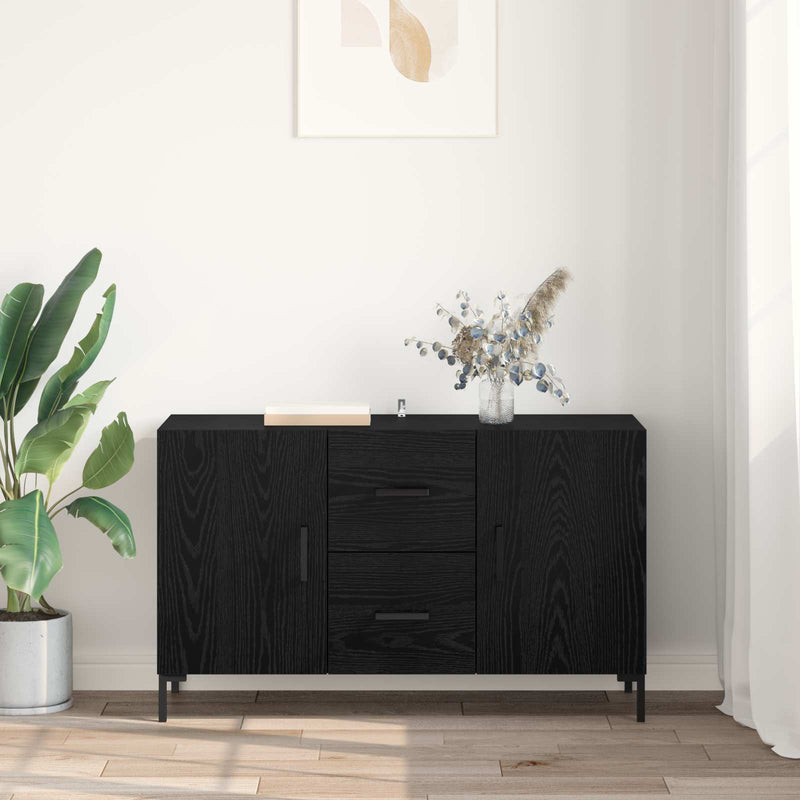 Bufet Stejar Negru 100 x 36 x 60 cm Lemn prelucrat