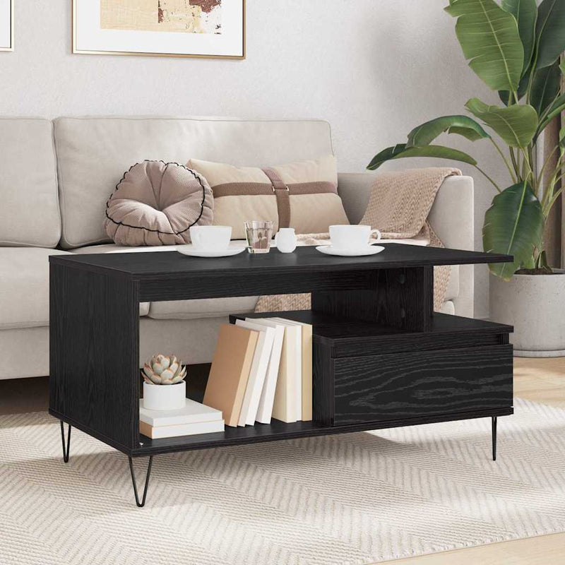 Masă de cafea Stejar Negru 90 x 49 x 45 cm Lemn prelucrat