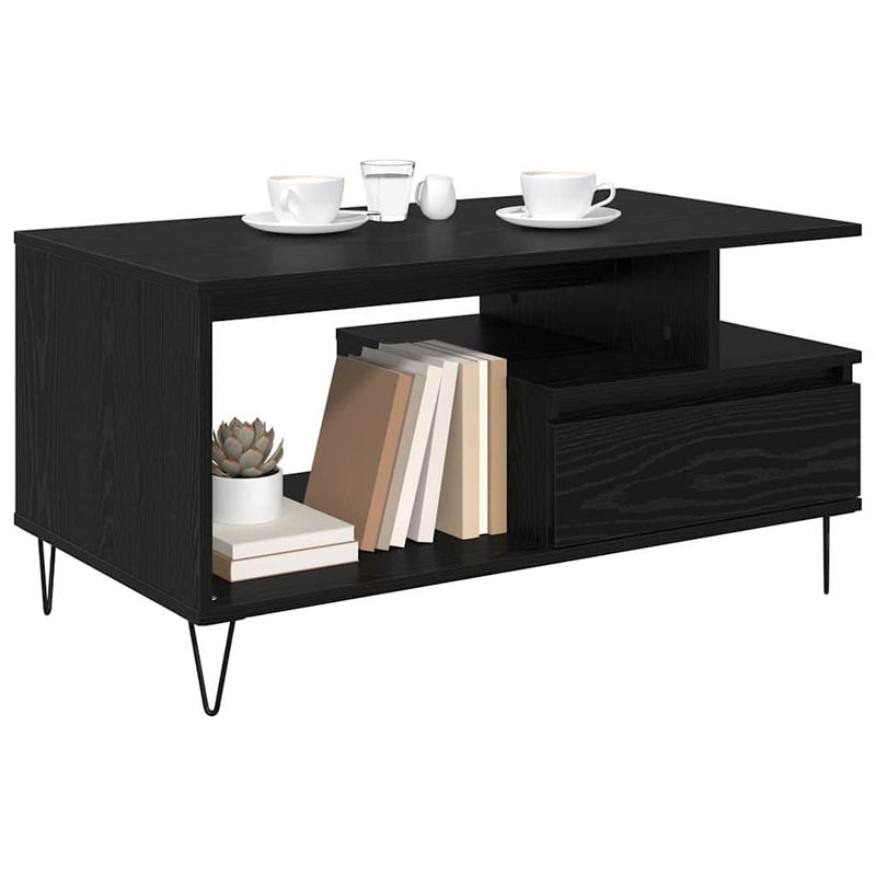 Masă de cafea Stejar Negru 90 x 49 x 45 cm Lemn prelucrat