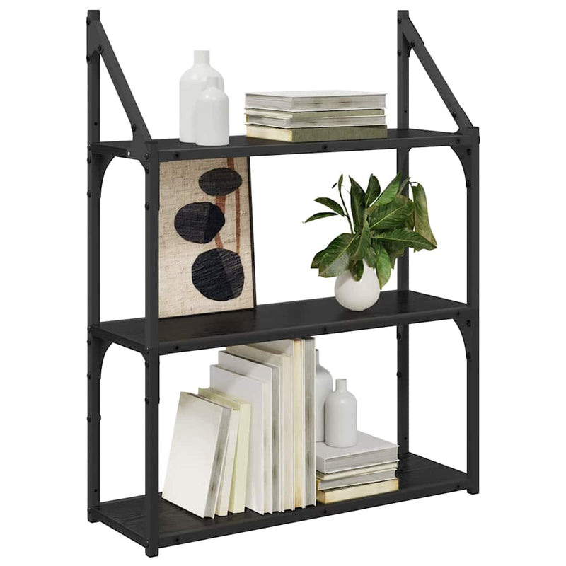 Raft de perete Montare pe perete Stejar Negru 60 x 21 x 78,5 cm