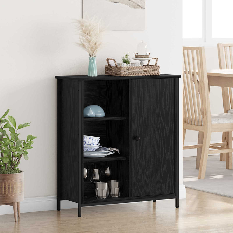 Bufet Stejar Negru 70 x 30 x 80 cm Lemn prelucrat