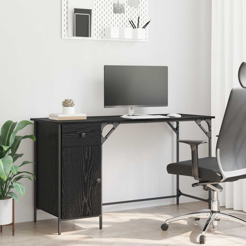 Birou de calculator Stejar Negru 131 x 48 x 75 cm