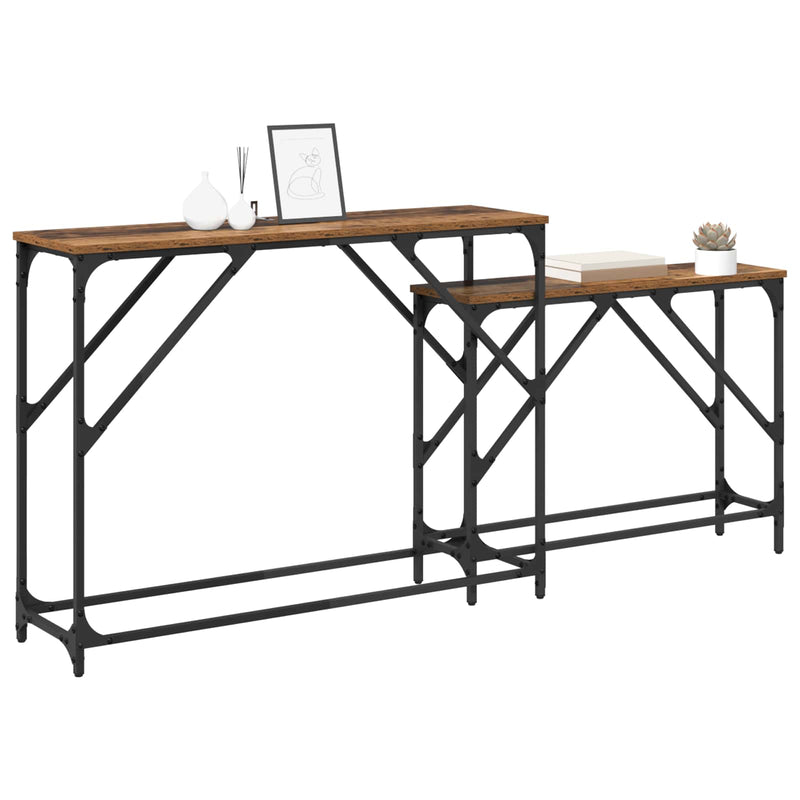 Masă de consolă 2 buc. Lemn Vechi 100 x 28 x 75 cm