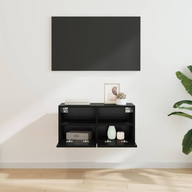 Dulap TV de perete 60 x 30 x 30 cm Stejar Negru Lemn prelucrat