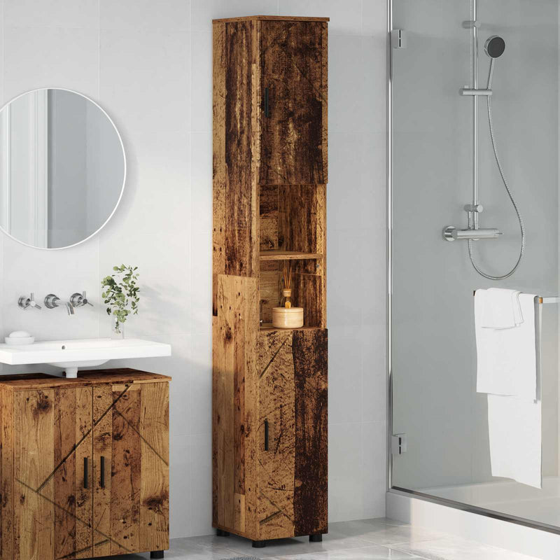 Dulap de Baie Lemn Vechi 30 x 35 x 192 cm Lemn prelucrat, Metal
