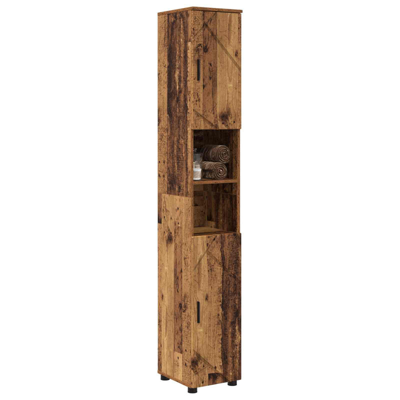 Dulap de Baie Lemn Vechi 30 x 35 x 192 cm Lemn prelucrat, Metal