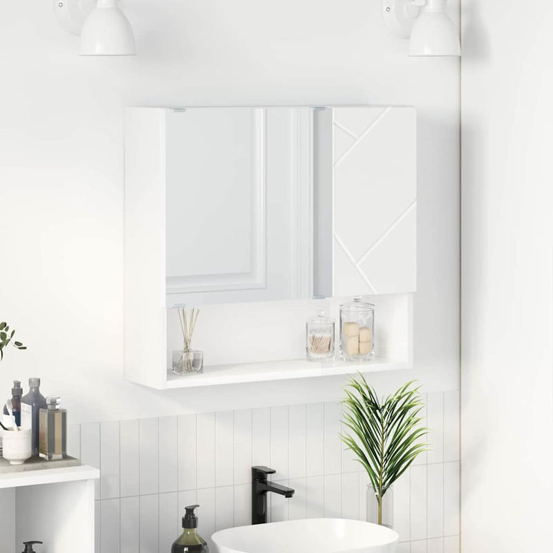 Dulap cu oglindă Alb 59 x 17 x 55 cm Lemn prelucrat