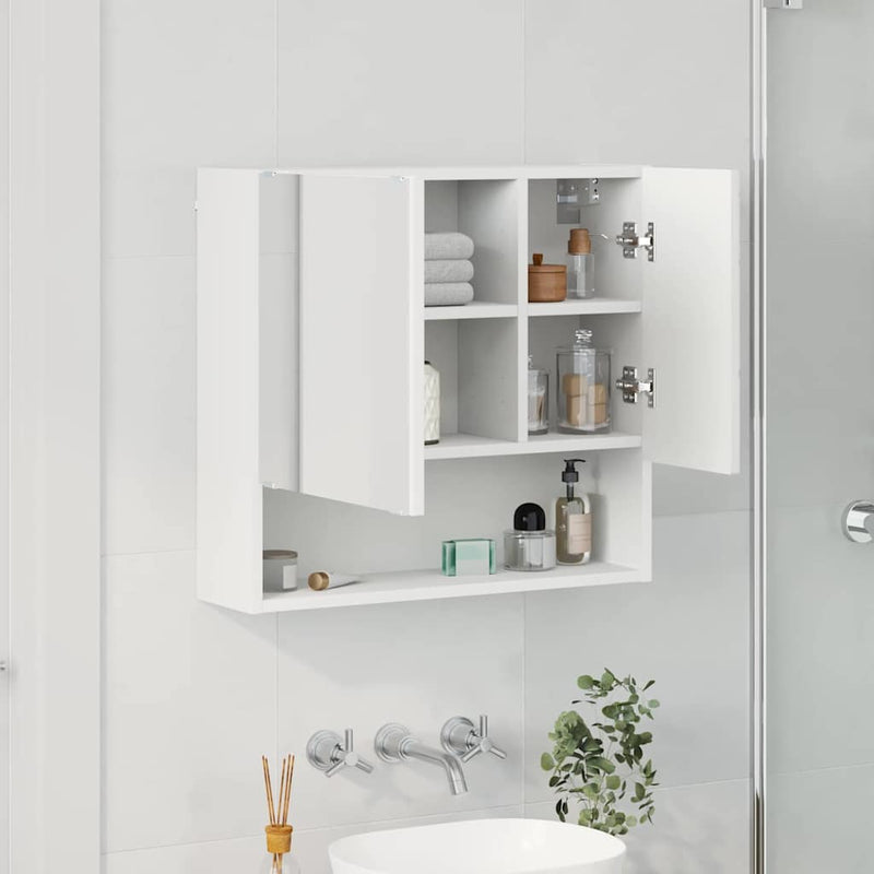 Dulap cu oglindă Alb 59 x 17 x 55 cm Lemn prelucrat
